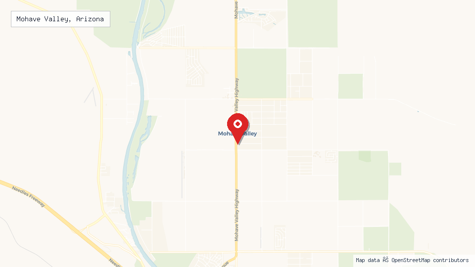 Street map of Mohave Valley, Arizona with location pin