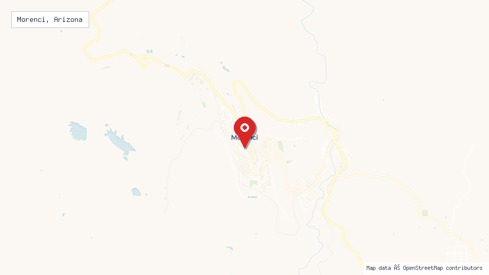 Street map of Morenci, Arizona with location pin