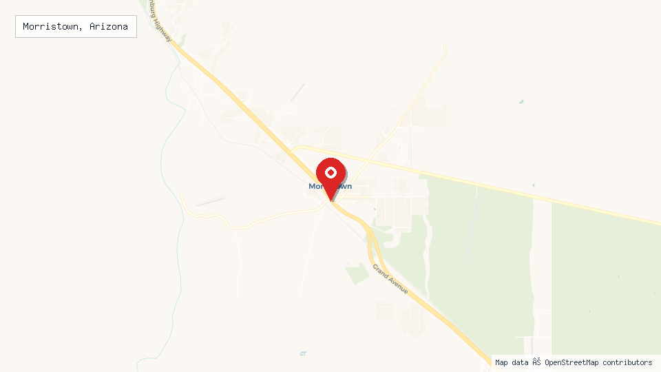 Street map of Morristown, Arizona with location pin