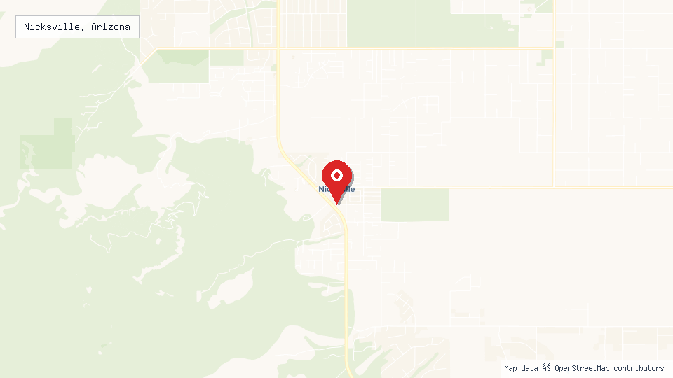 Street map of Nicksville, Arizona with location pin