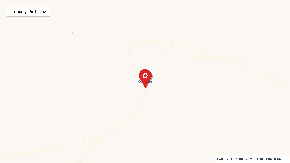 Street map of Oatman, Arizona with location pin