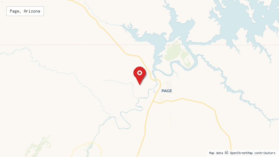 Street map of Page, Arizona with location pin