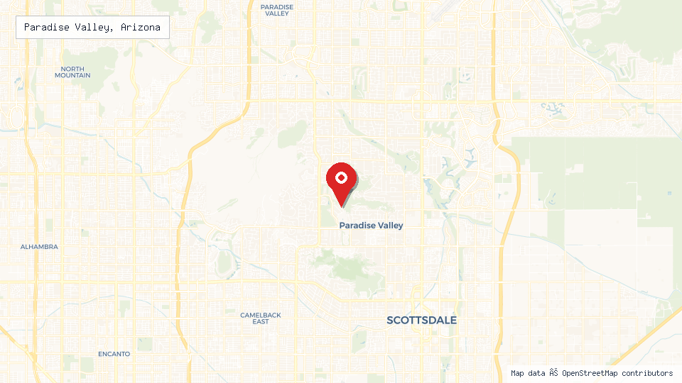 Street map of Paradise Valley, Arizona with location pin