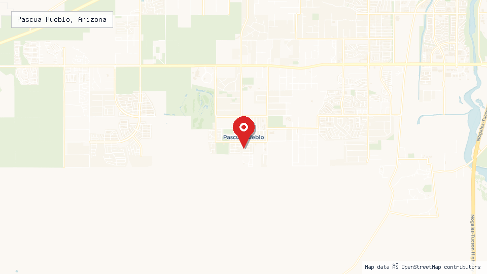 Street map of Pascua Pueblo, Arizona with location pin