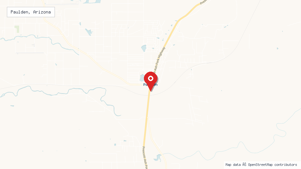 Street map of Paulden, Arizona with location pin