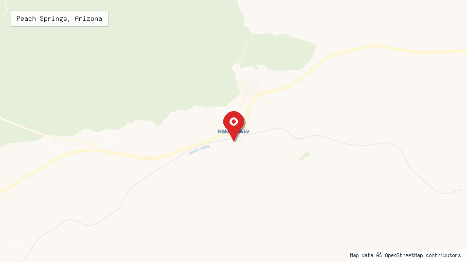 Street map of Peach Springs, Arizona with location pin