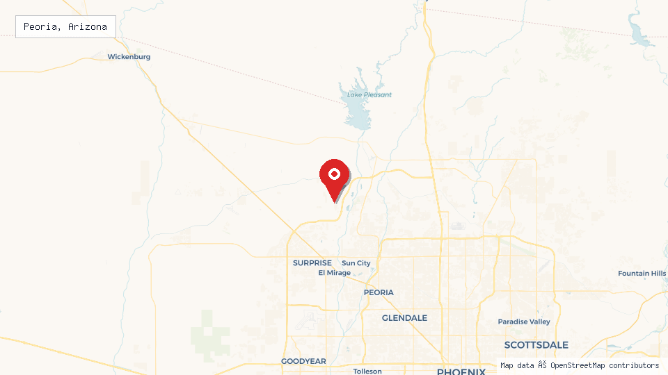 Street map of Peoria, Arizona with location pin
