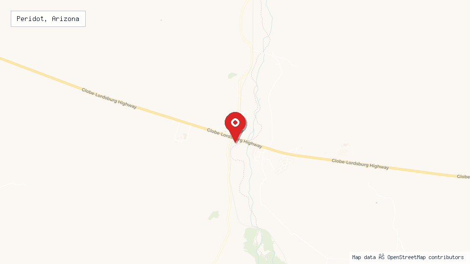 Street map of Peridot, Arizona with location pin
