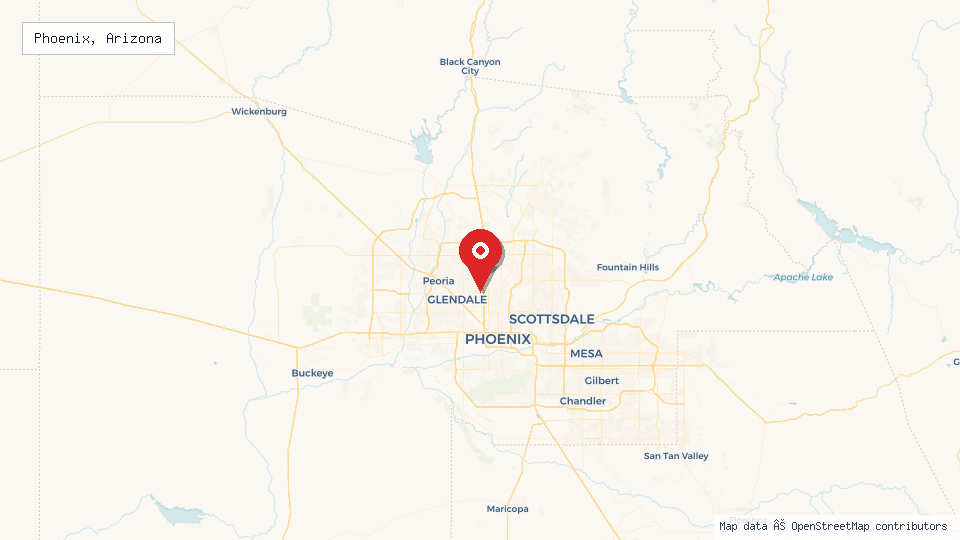 Street map of Phoenix, Arizona with location pin