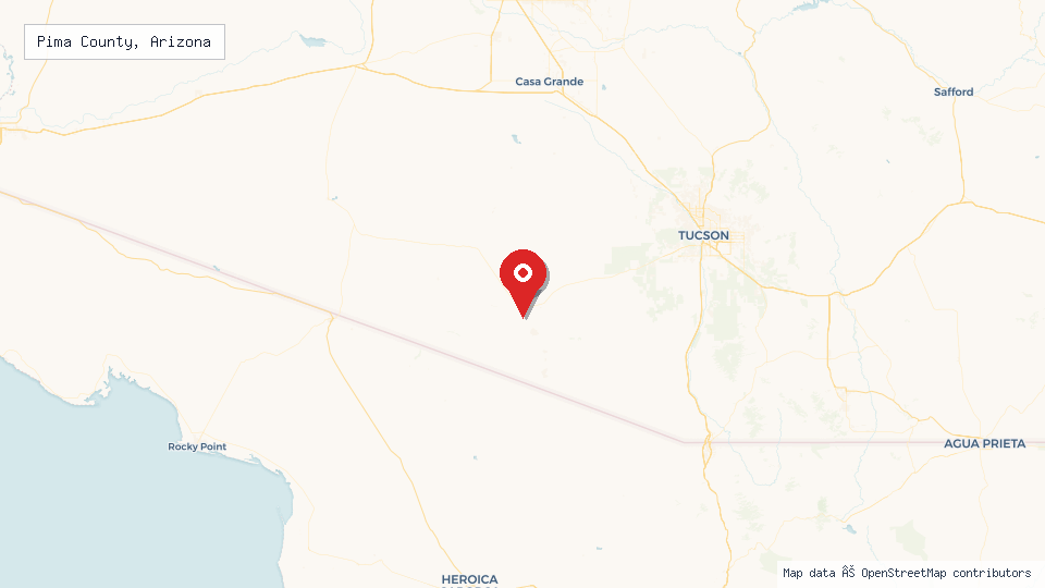 Street map of Pima County, Arizona with location pin