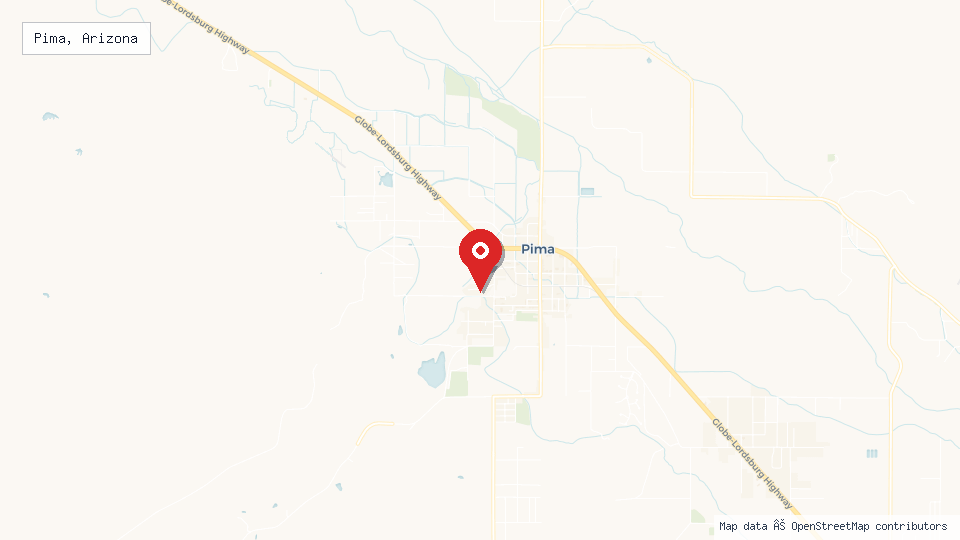 Street map of Pima, Arizona with location pin