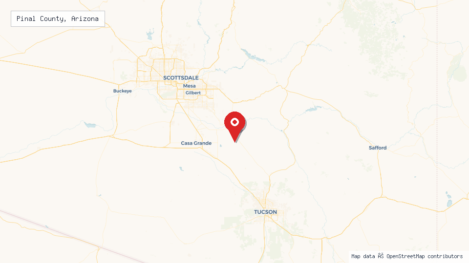 Street map of Pinal County, Arizona with location pin
