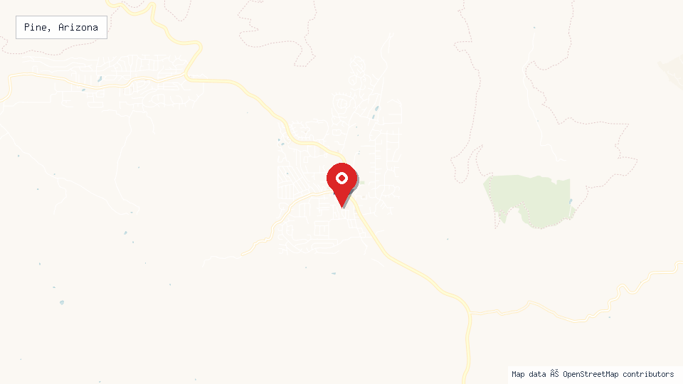 Street map of Pine, Arizona with location pin