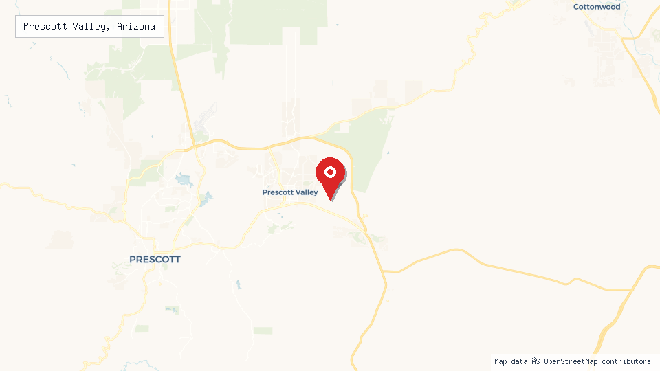 Street map of Prescott Valley, Arizona with location pin