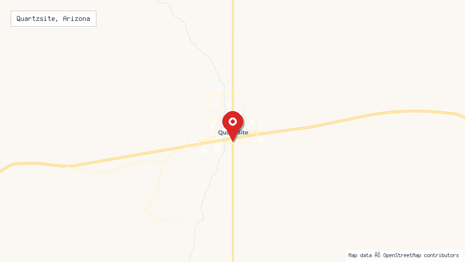 Street map of Quartzsite, Arizona with location pin