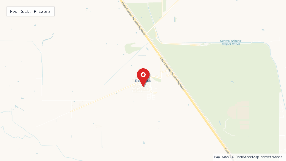 Street map of Red Rock, Arizona with location pin