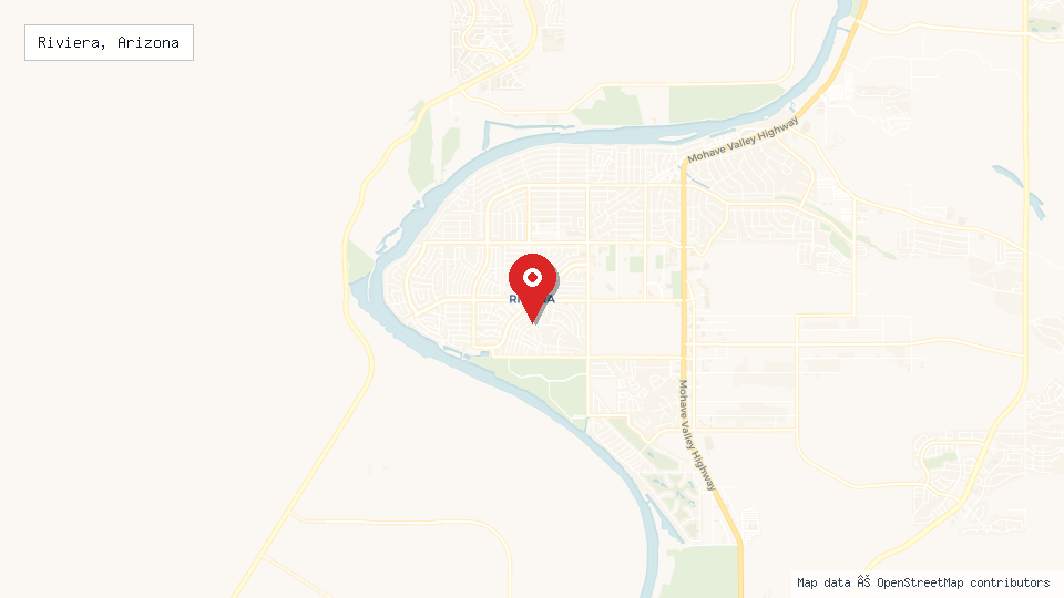Street map of Riviera, Arizona with location pin
