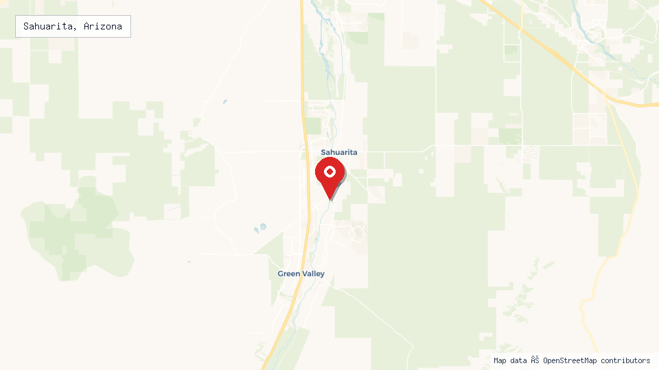 Street map of Sahuarita, Arizona with location pin
