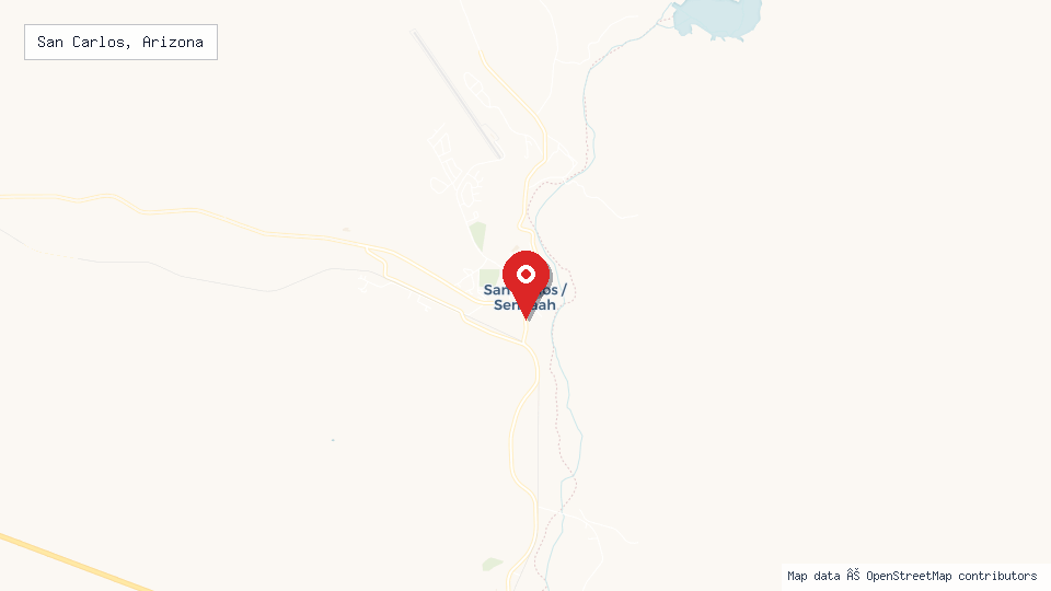 Street map of San Carlos, Arizona with location pin