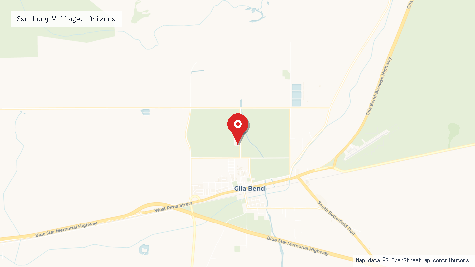 Street map of San Lucy Village, Arizona with location pin