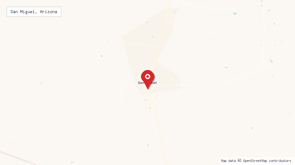 Street map of San Miguel, Arizona with location pin