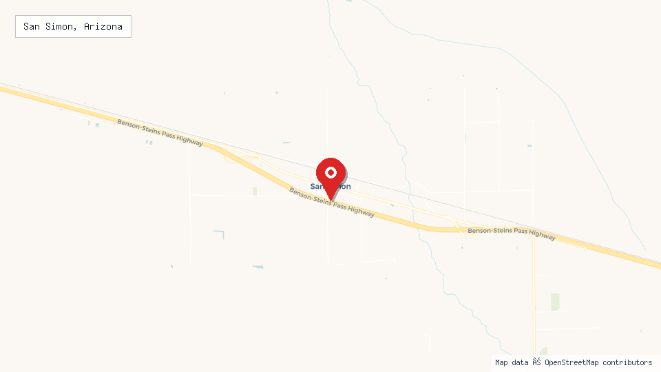 Street map of San Simon, Arizona with location pin