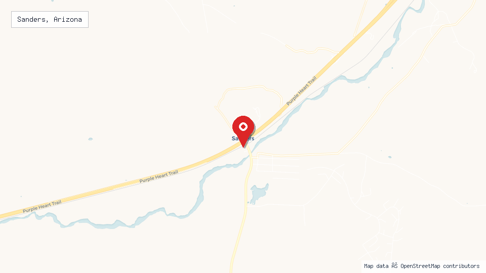 Street map of Sanders, Arizona with location pin