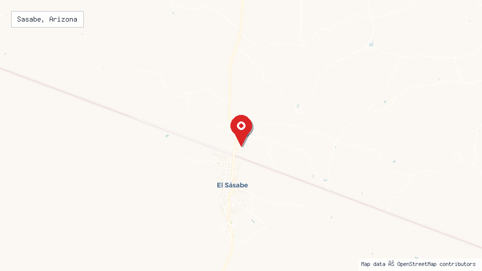 Street map of Sasabe, Arizona with location pin