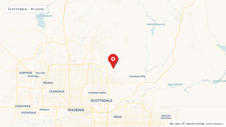 Street map of Scottsdale, Arizona with location pin