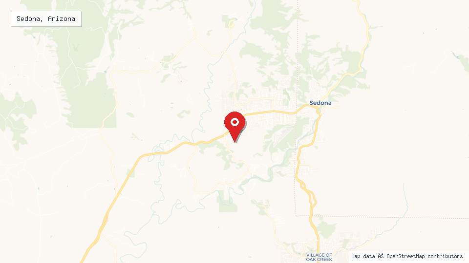 Street map of Sedona, Arizona with location pin