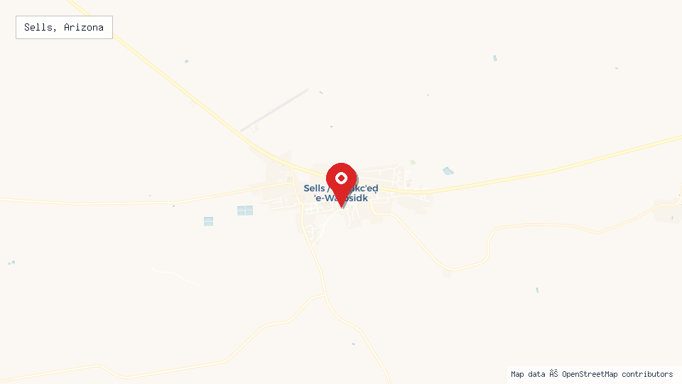 Street map of Sells, Arizona with location pin