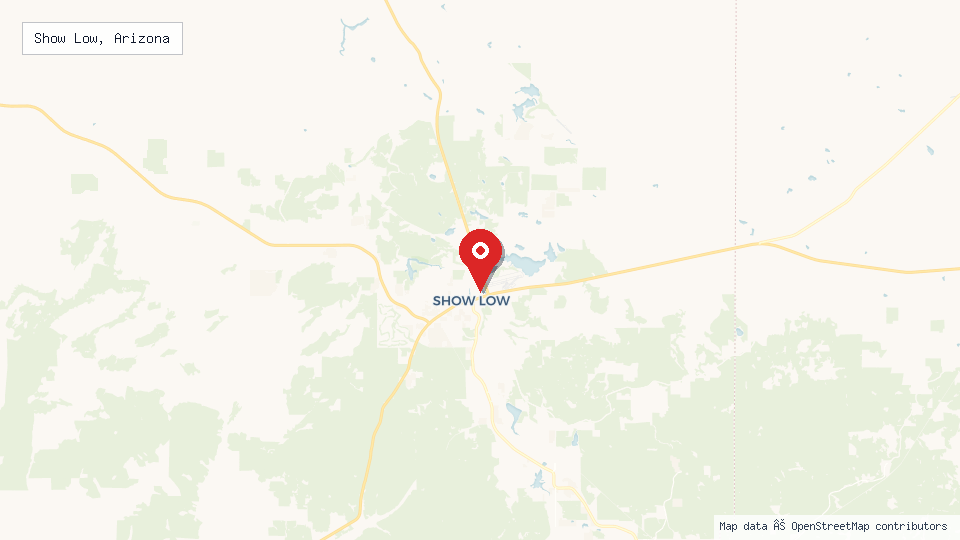 Street map of Show Low, Arizona with location pin
