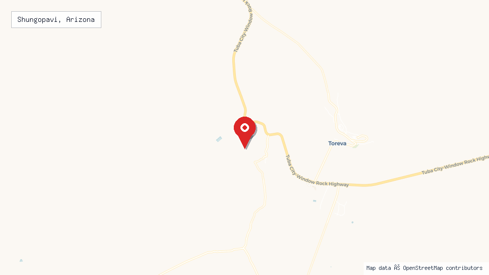 Street map of Shungopavi, Arizona with location pin