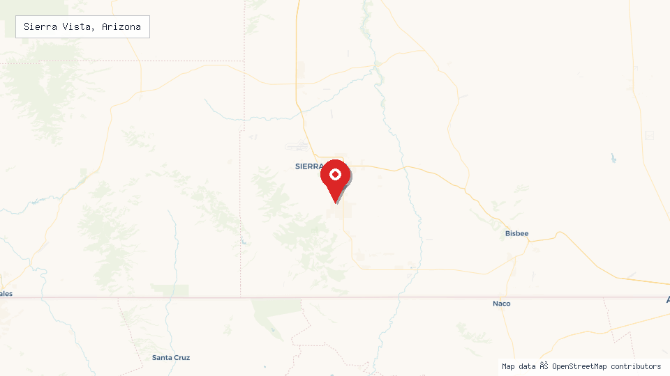 Street map of Sierra Vista, Arizona with location pin