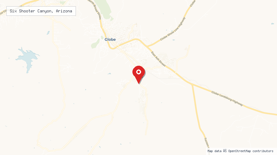 Street map of Six Shooter Canyon, Arizona with location pin