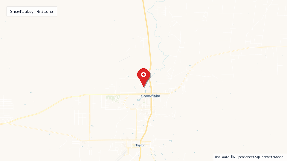 Street map of Snowflake, Arizona with location pin