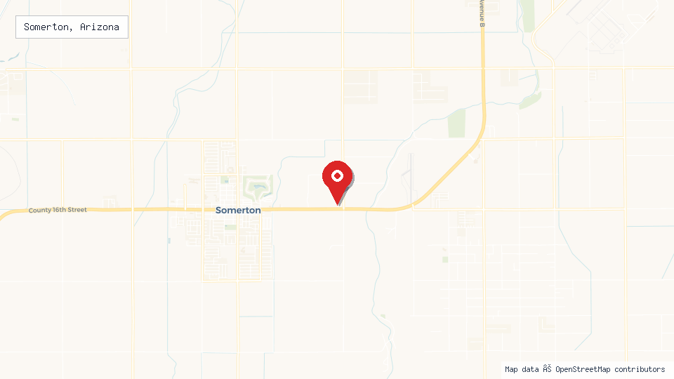 Street map of Somerton, Arizona with location pin