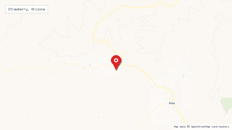 Street map of Strawberry, Arizona with location pin