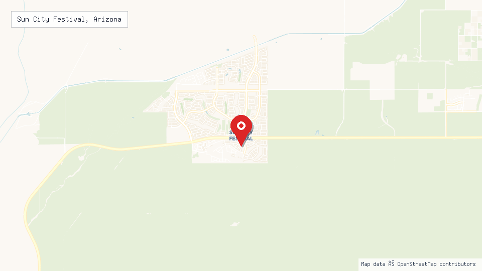Street map of Sun City Festival, Arizona with location pin