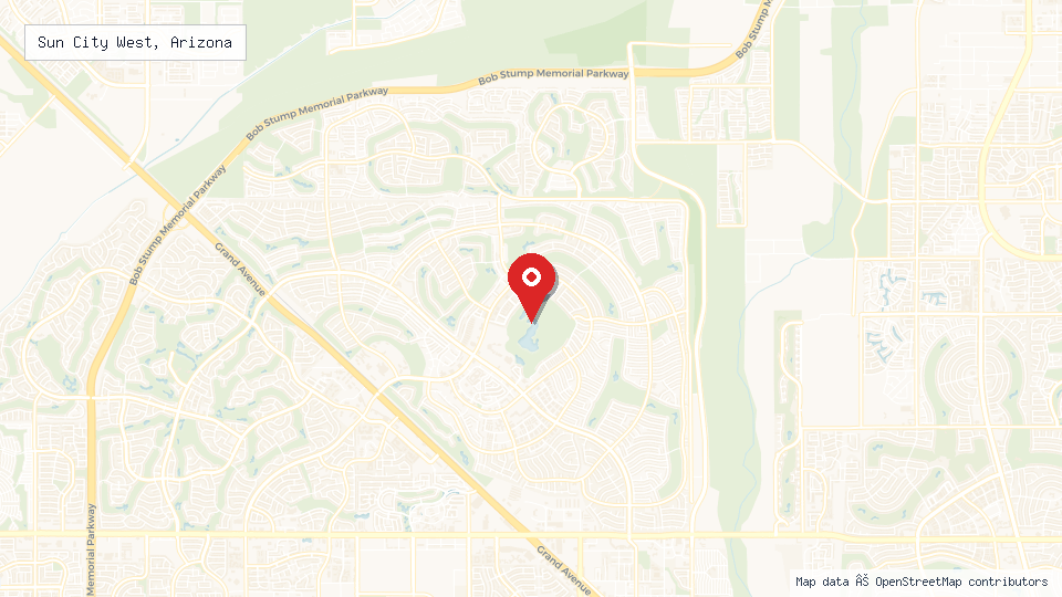 Street map of Sun City West, Arizona with location pin