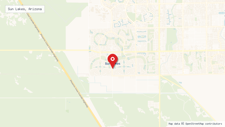 Street map of Sun Lakes, Arizona with location pin