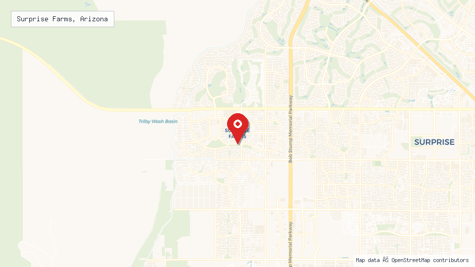 Street map of Surprise Farms, Arizona with location pin