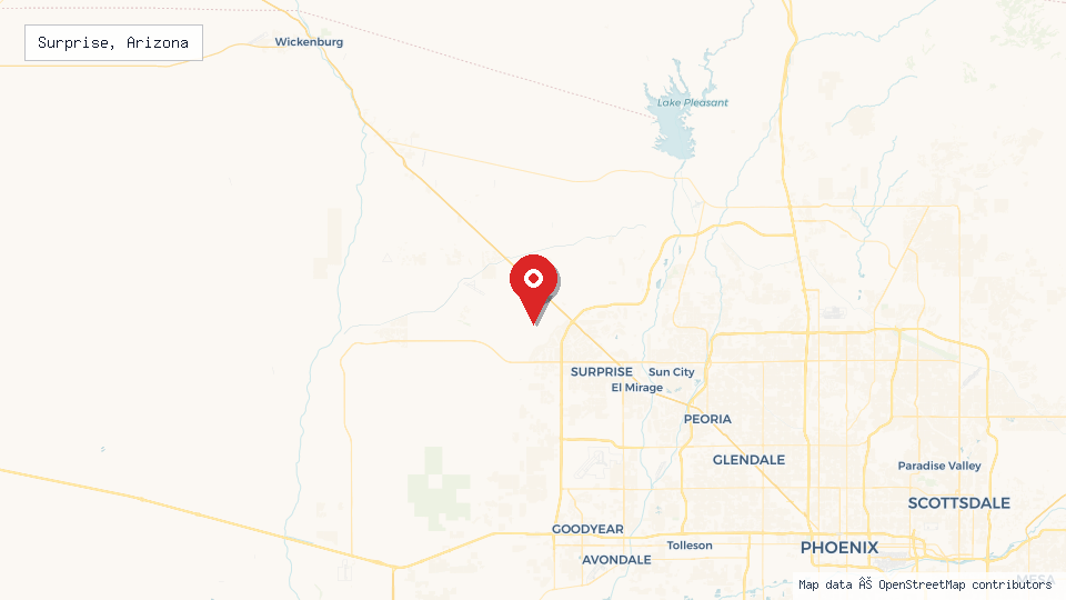 Street map of Surprise, Arizona with location pin