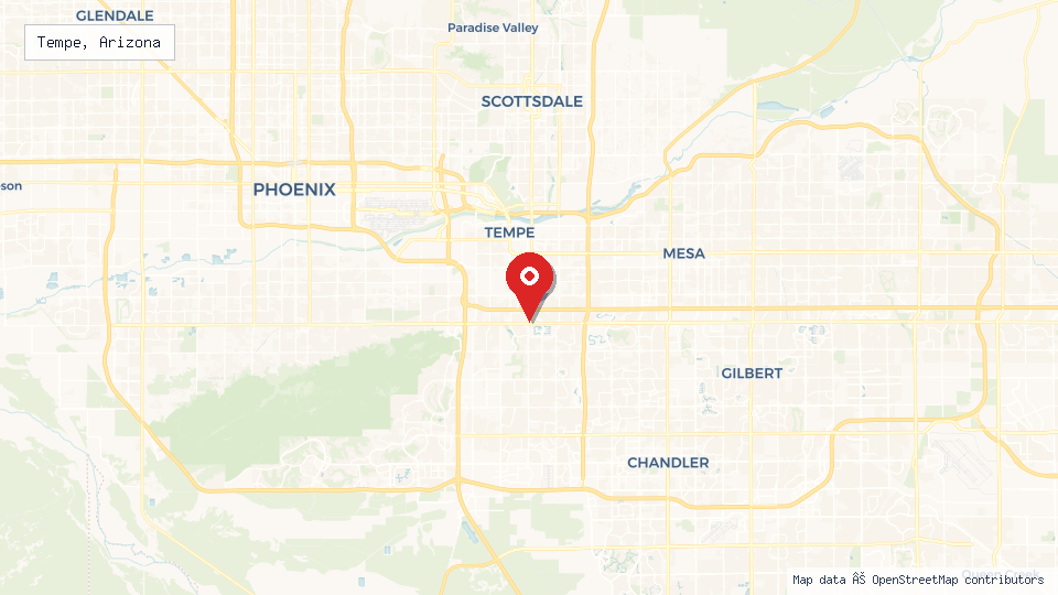 Street map of Tempe, Arizona with location pin
