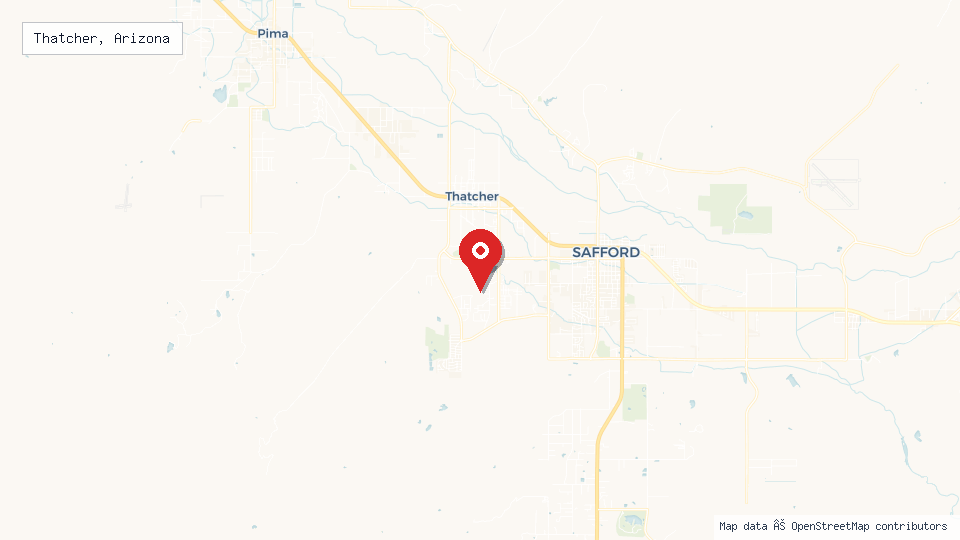 Street map of Thatcher, Arizona with location pin