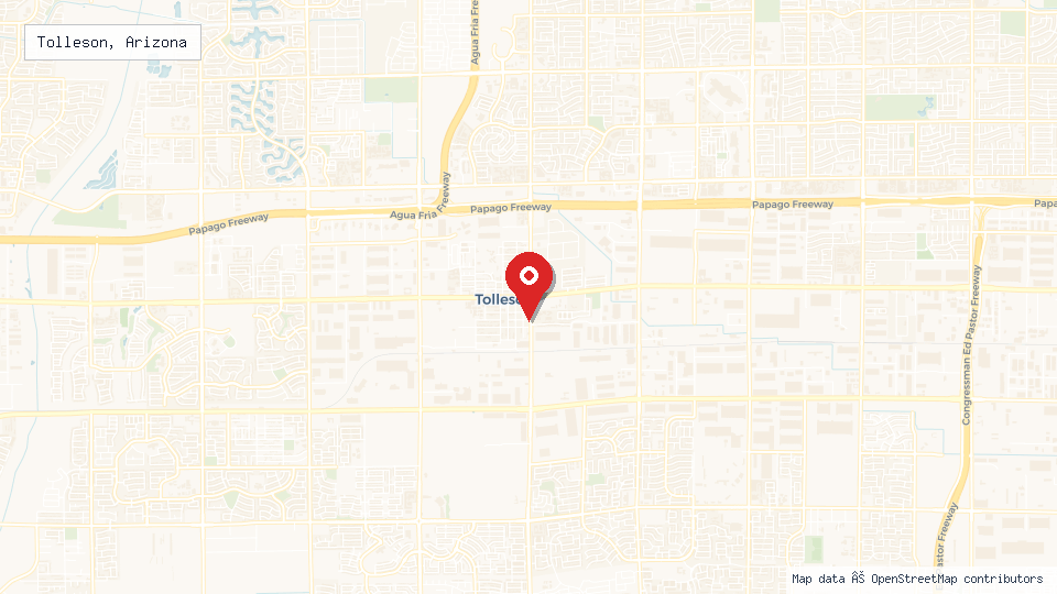 Street map of Tolleson, Arizona with location pin