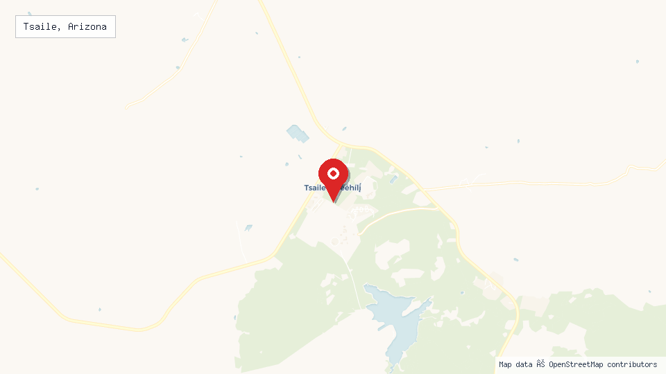 Street map of Tsaile, Arizona with location pin