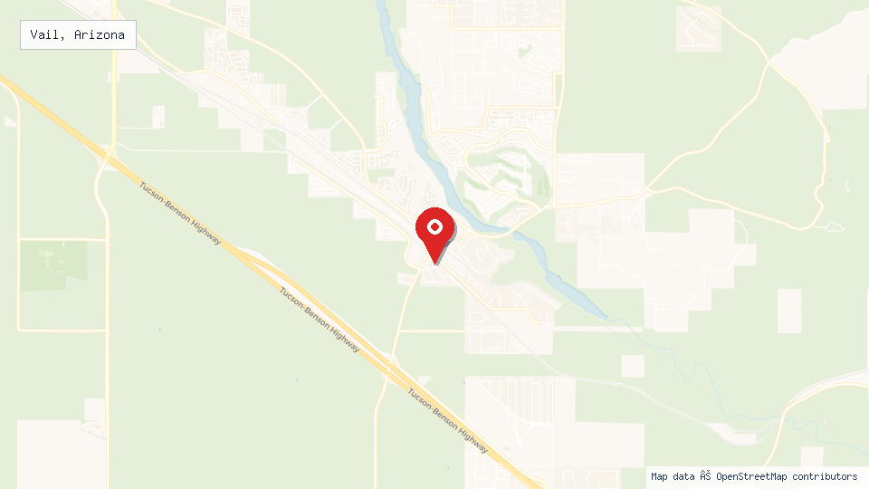Street map of Vail, Arizona with location pin