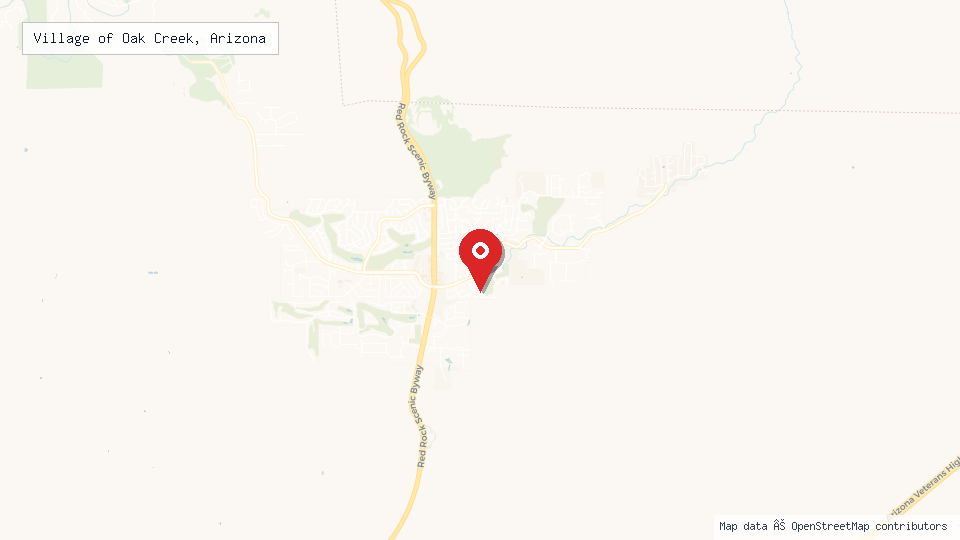 Street map of Village of Oak Creek, Arizona with location pin