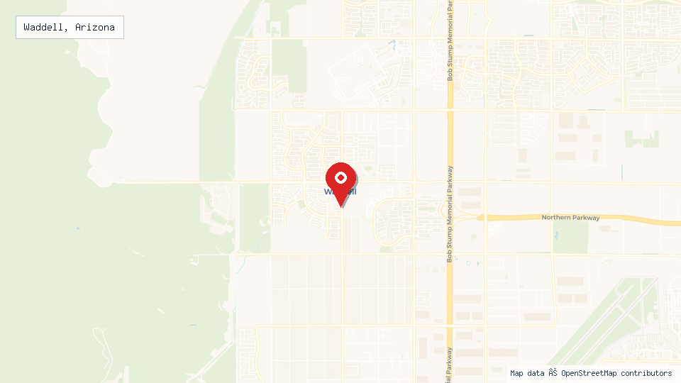 Street map of Waddell, Arizona with location pin